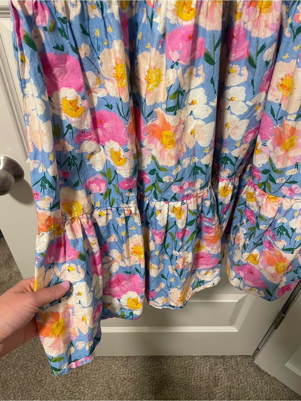 Ivy City Co Delia Dress in Blue - Floral Smocked Midi Dress with Pockets - Picture 12 of 16